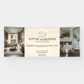 Modernes Monogram Logo Foto Creme Business Banner (Horizontal)