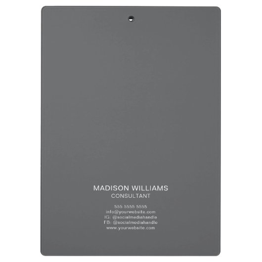 Modernes Monogram Logo Grau Consultant Klemmbrett (Rückseite)