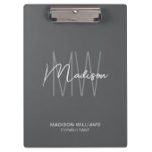 Modernes Monogram Logo Grau Consultant Klemmbrett (Vorderseite)