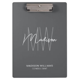 Modernes Monogram Logo Grau Consultant Klemmbrett