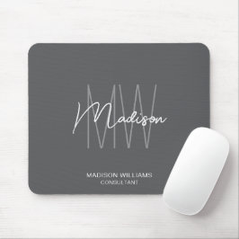 Modernes Monogram Logo Grau Consultant Mousepad