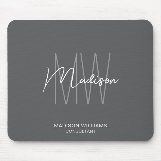 Modernes Monogram Logo Grau Consultant Mousepad (Vorne)