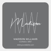 Modernes Monogram Logo Grau Consultant Quadratischer Aufkleber (Vorderseite)