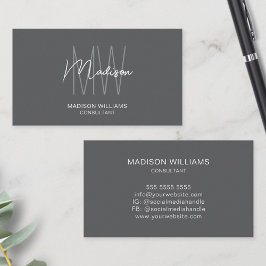Modernes Monogram Logo Grau Consultant Visitenkarte