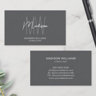 Modernes Monogram Logo Grau Consultant Visitenkarte