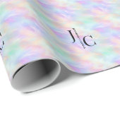 Modernes Monogram Logo Iridescent Opal Stilvoll Geschenkpapier (Rolleneckpunkt)
