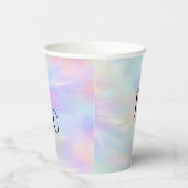 Modernes Monogram Logo Iridescent Opal Stilvoll Pappbecher (Rechts)