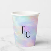 Modernes Monogram Logo Iridescent Opal Stilvoll Pappbecher (Vorderseite)