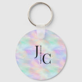 Modernes Monogram Logo Iridescent Opal Stilvoll Schlüsselanhänger (Vorderseite)
