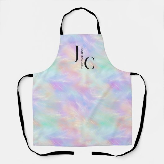 Modernes Monogram Logo Iridescent Opal Stilvoll Schürze (Vorderseite)