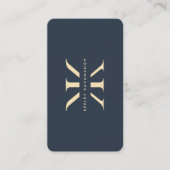 Modernes Monogram Logo K Dark Blue Gold Beruflich Visitenkarte (Vorderseite)