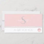 Modernes Monogram Logo Pink Salon Geschenkzertifik (Vorderseite)