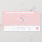 Modernes Monogram Logo Pink Salon Geschenkzertifik (Vorne/Hinten)