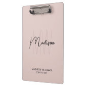 Modernes Monogram Logo Rosa Berater Klemmbrett (Links)