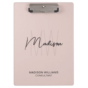 Modernes Monogram Logo Rosa Berater Klemmbrett
