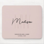 Modernes Monogram Logo Rosa Berater Mousepad (Vorne)
