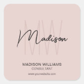 Modernes Monogram Logo Rosa Berater Quadratischer Aufkleber (Vorderseite)