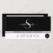 Modernes Monogram Logo Schwarz-Weiß-Geschenkgutsch (Vorne/Hinten)