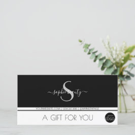 Modernes Monogram Logo Schwarz-Weiß-Geschenkgutsch