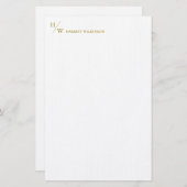 Modernes Monogram Luxury Gold Personal Stationery  Briefpapier (Vorne/Hinten)