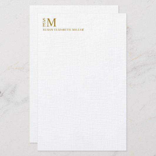 Modernes Monogram Luxury Gold Personal Stationery Briefpapier (Vorne/Hinten)