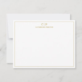 Modernes Monogram Luxury Gold Personal Stationery Mitteilungskarte