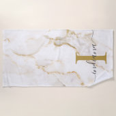 Modernes Monogram-Marmormuster Personalisiert Strandtuch (Vorderseite)