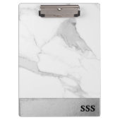 Modernes Monogram Metal-Weißmarmor Klemmbrett (Vorderseite)