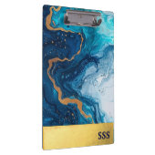 Modernes Monogram Metal-Weißmarmor Klemmbrett (Rechts)