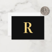 Modernes Monogram Minimal Black Gold Mitteilungskarte (Vorderseite/Rückseite Beispiel)