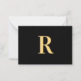 Modernes Monogram Minimal Black Gold Mitteilungskarte