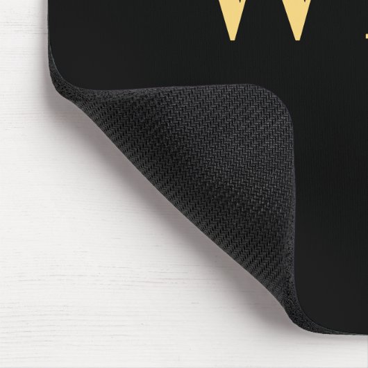 Modernes Monogram Minimal Black Gold Mousepad (Ecke)