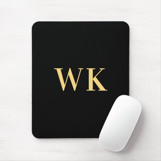 Modernes Monogram Minimal Black Gold Mousepad (Mit Mouse)