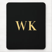 Modernes Monogram Minimal Black Gold Mousepad (Vorne)