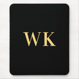 Modernes Monogram Minimal Black Gold Mousepad