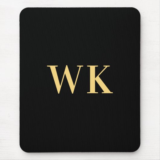 Modernes Monogram Minimal Black Gold Mousepad (Vorne)