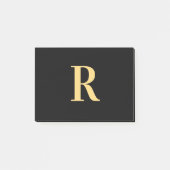 Modernes Monogram Minimal Black Gold Post-it Klebezettel (Vorderseite)