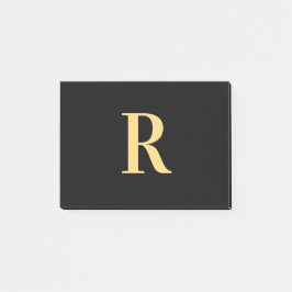 Modernes Monogram Minimal Black Gold Post-it Klebezettel