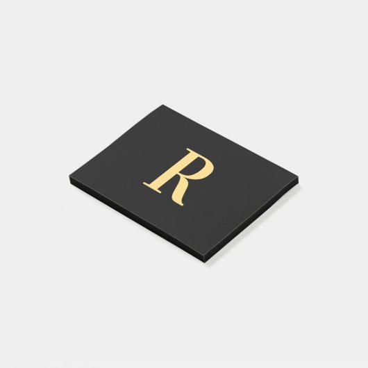 Modernes Monogram Minimal Black Gold Post-it Klebezettel (angewinkelt)