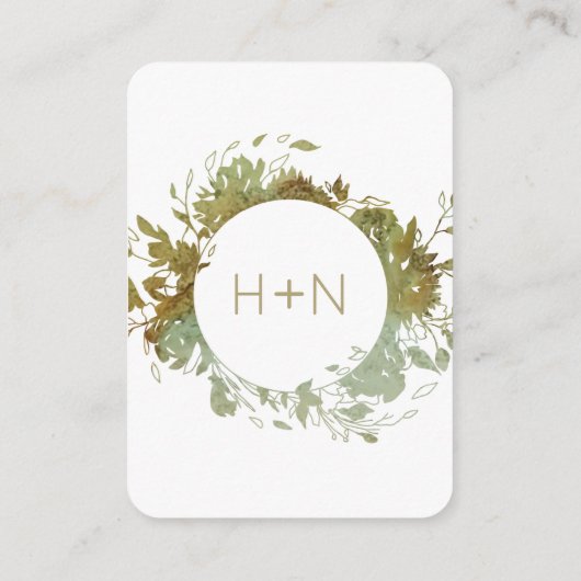 Modernes Monogram mit grünem QR-UAWG Begleitkarte (Rückseite)