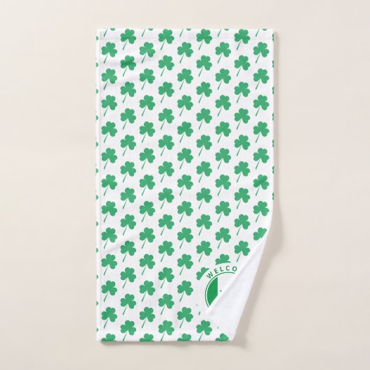 Modernes Monogram Name Irish Flag Kleeblatt Badhandtuch Set (Handtuch)