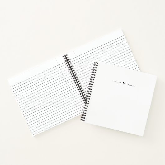 Modernes Monogram Name Stilvolles Typografie-Noteb Notizblock (Innenseite)