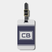 Modernes Monogram Navy Blue Luggage Tag Gepäckanhänger (Vorderseite vertikal)