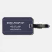 Modernes Monogram Navy Blue Luggage Tag Gepäckanhänger (Rückseite horizontal)