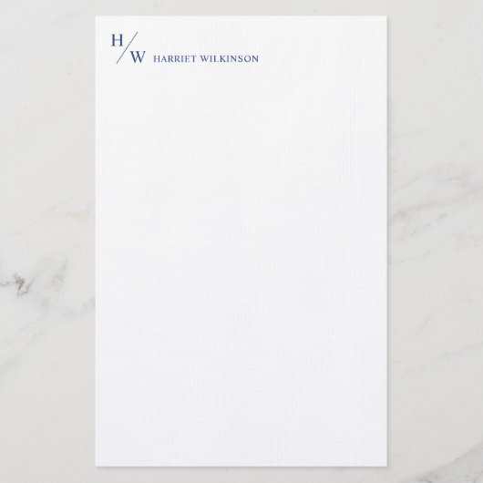 Modernes Monogram Navy Blue Personal Stationer Briefpapier (Vorderseite)