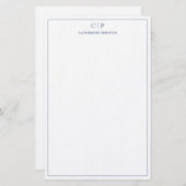 Modernes Monogram Navy Blue Personal Stationer Briefpapier (Vorne/Hinten)