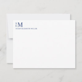 Modernes Monogram Navy Blue Personal Stationer Not Mitteilungskarte