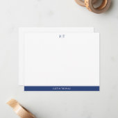 Modernes Monogram Navy Blue Personal Stationer Not Mitteilungskarte (Vorderseite/Rückseite Beispiel)