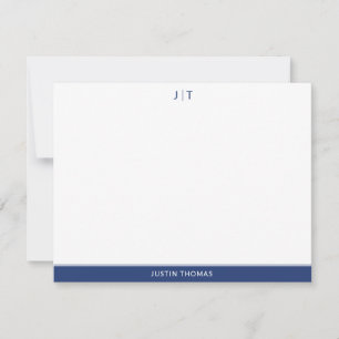 Modernes Monogram Navy Blue Personal Stationer Not Mitteilungskarte