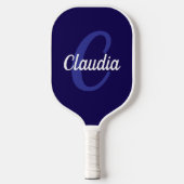 Modernes Monogram Navy Blue Pickleball Paddel Schläger (Vorderseite)